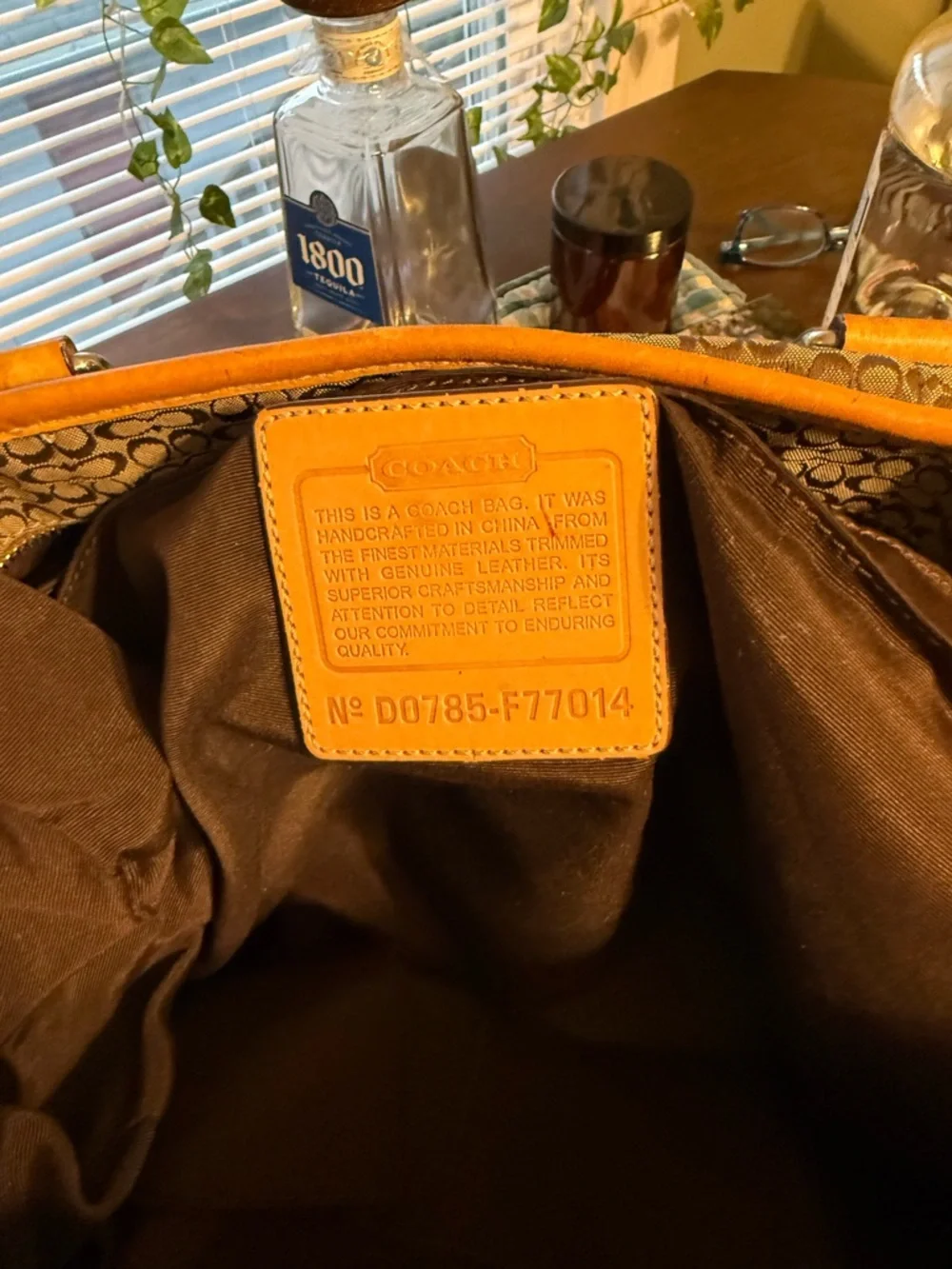 Coach Brown Signature Canvas Tote with Tan Leather Accents - Picture 3 of 4